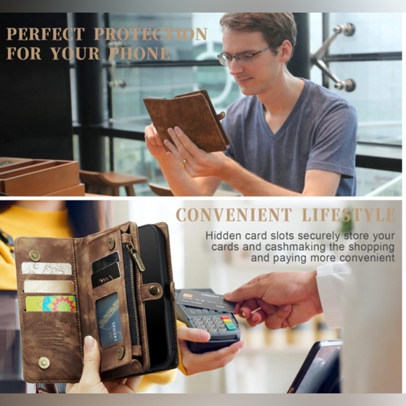Caseme Leather 2-in-1 Flip Wallet Phone Case w/ Detachable Back Magnetic Closure - Picture 7 of 15